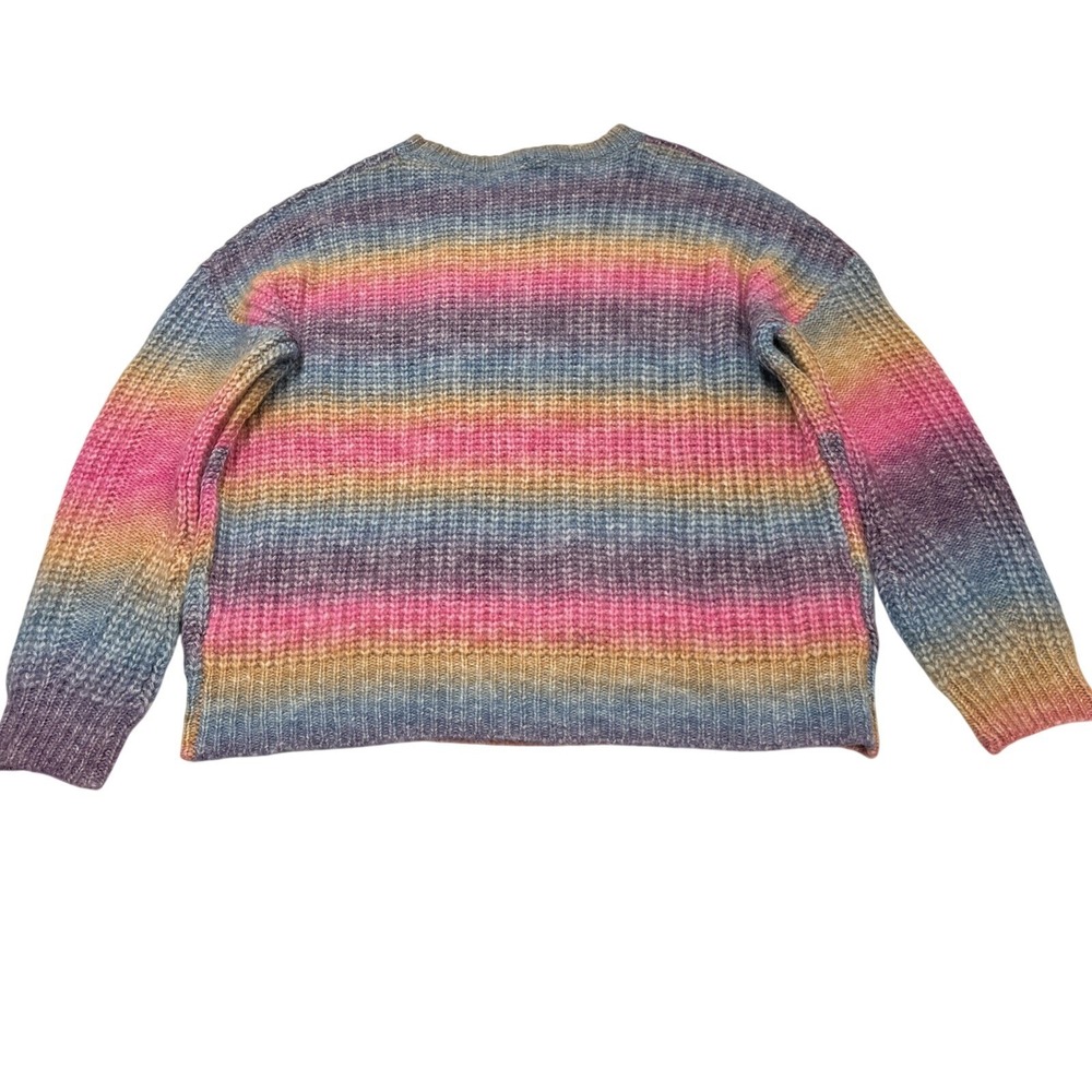 Sew In Love Sweater‎ Womens 1X Rainbow Ombre Stripe Knit Pullover Boxy Crew Neck